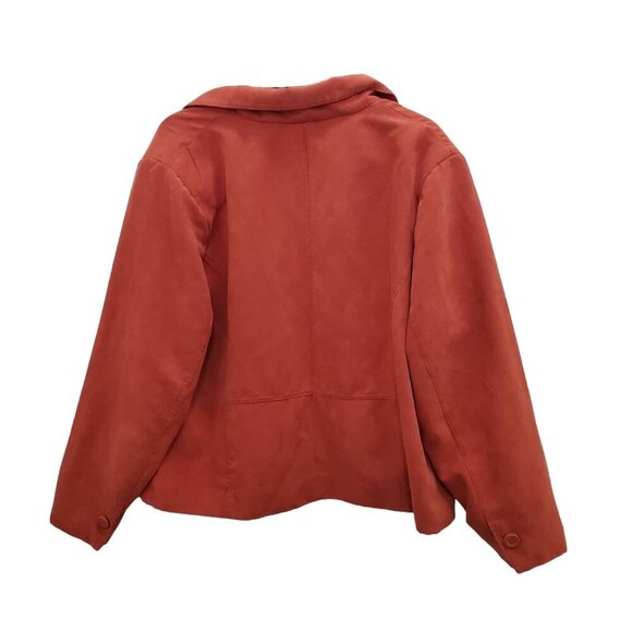 Studio Works Woman's Vintage Burnt Orange Faux Suede Blazer Jacket Plus Size 18W - Picture 5 of 5